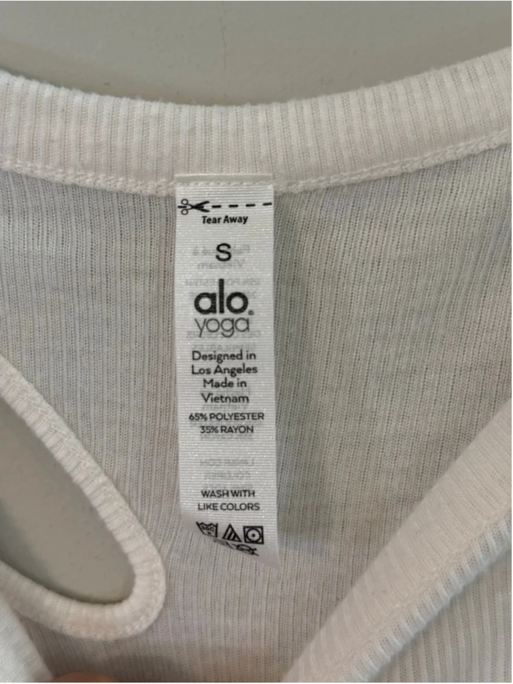 Alo Yoga White Ribbed Cutout Tank Top Size Small Athletic Activewear